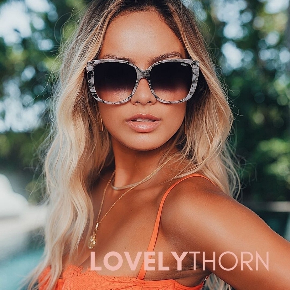 QUAY // ltd ed retro-glam black white tortoise fade oversized sunglasses